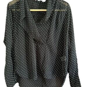 Equipment Sheer White Polka Dot Blouse